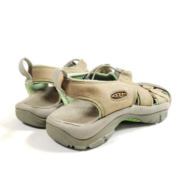 Keen Womens Size 9 Waterproof Hiking Fishermans Sandals Tan & Green - Picture 3 of 9